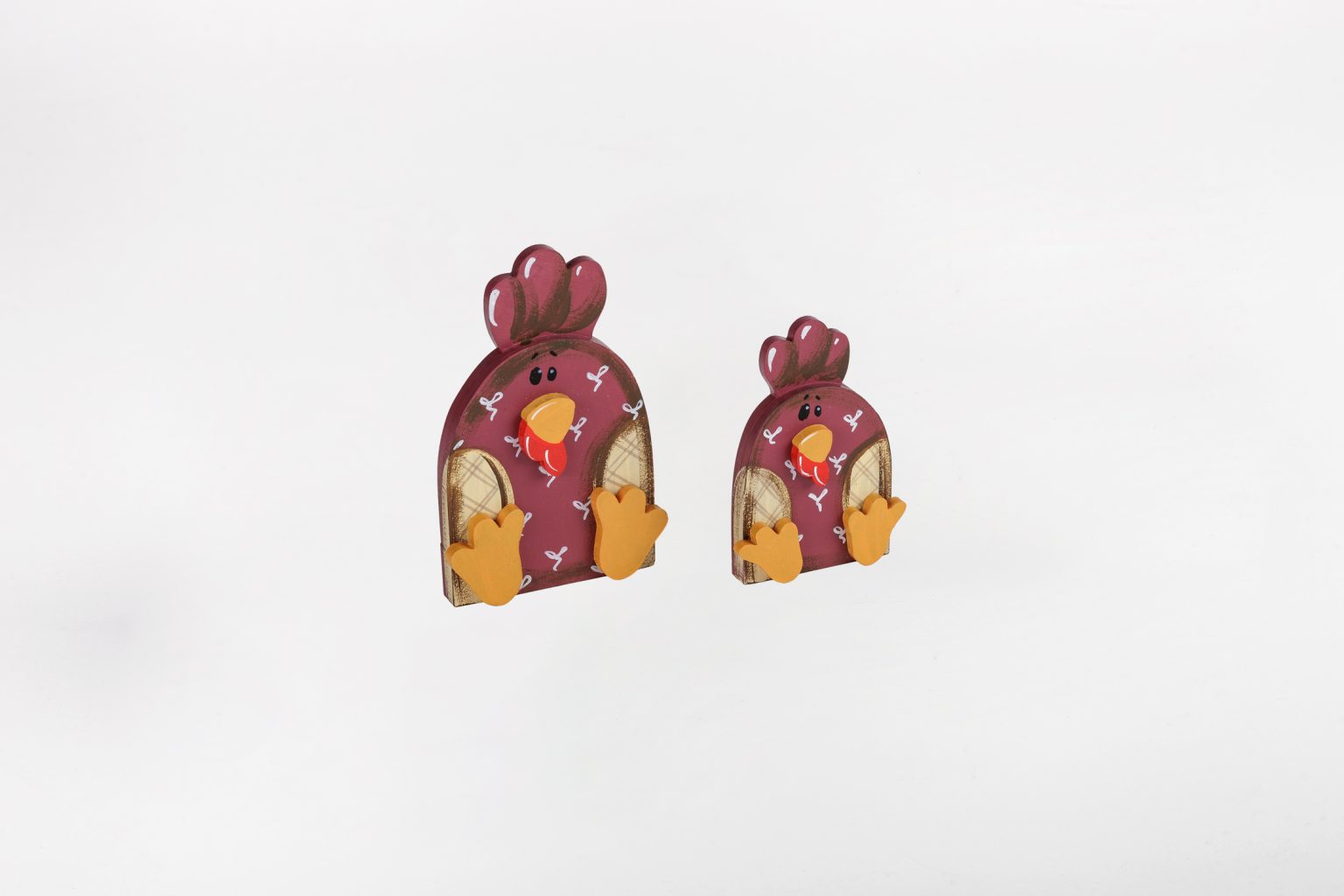 Handmade wooden roosters