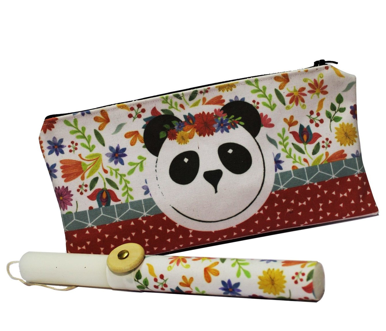 Handmade Easter candle with panda pencil case