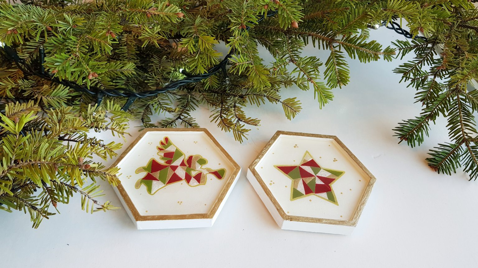 Coaster set with angel and star