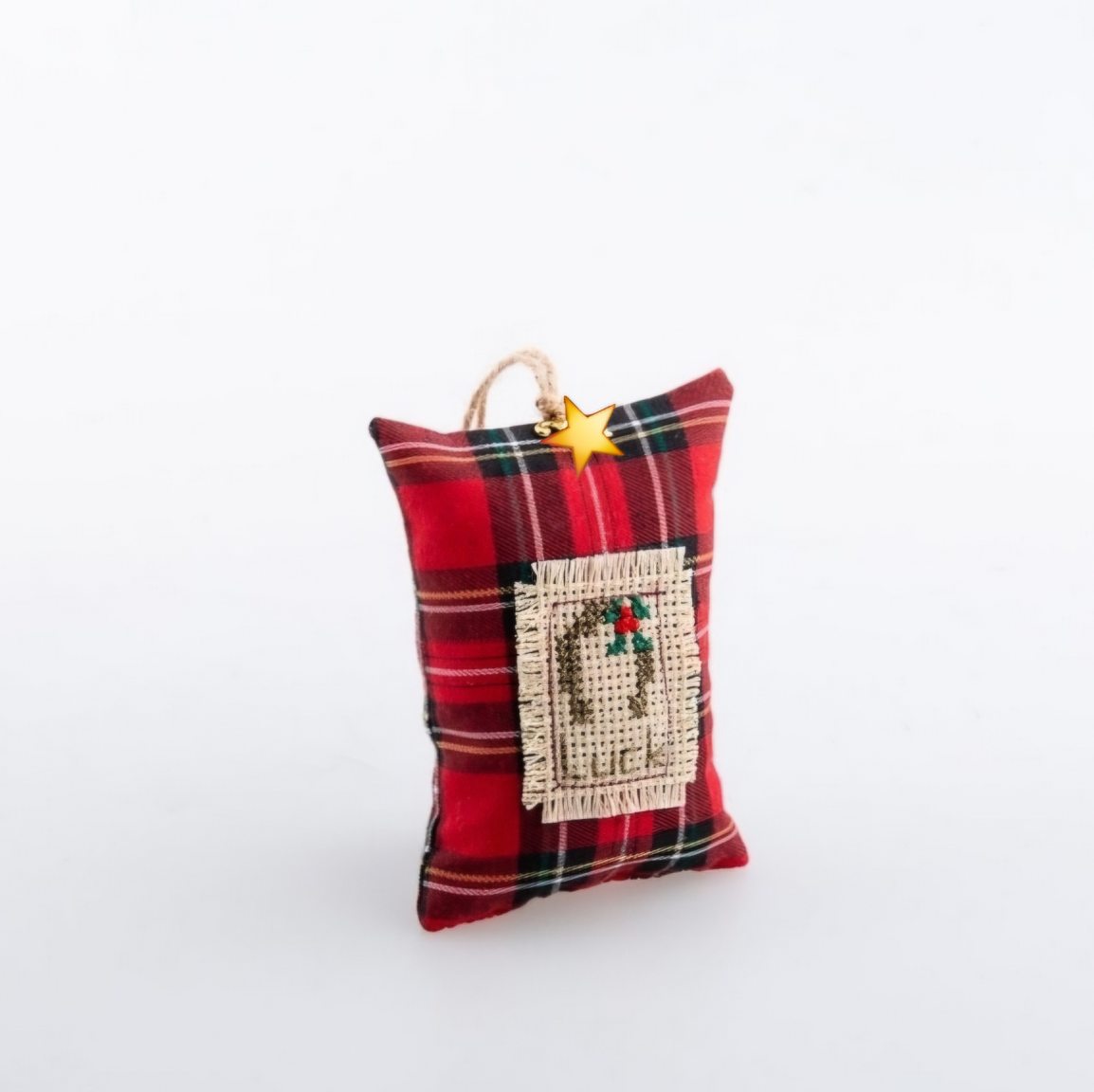 Hand-embroidered lucky charm with horseshoe