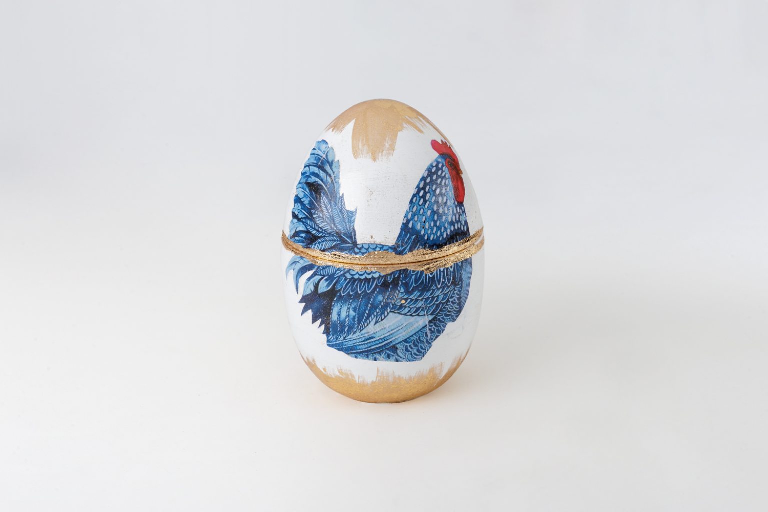 Handmade ceramic egg with rooster