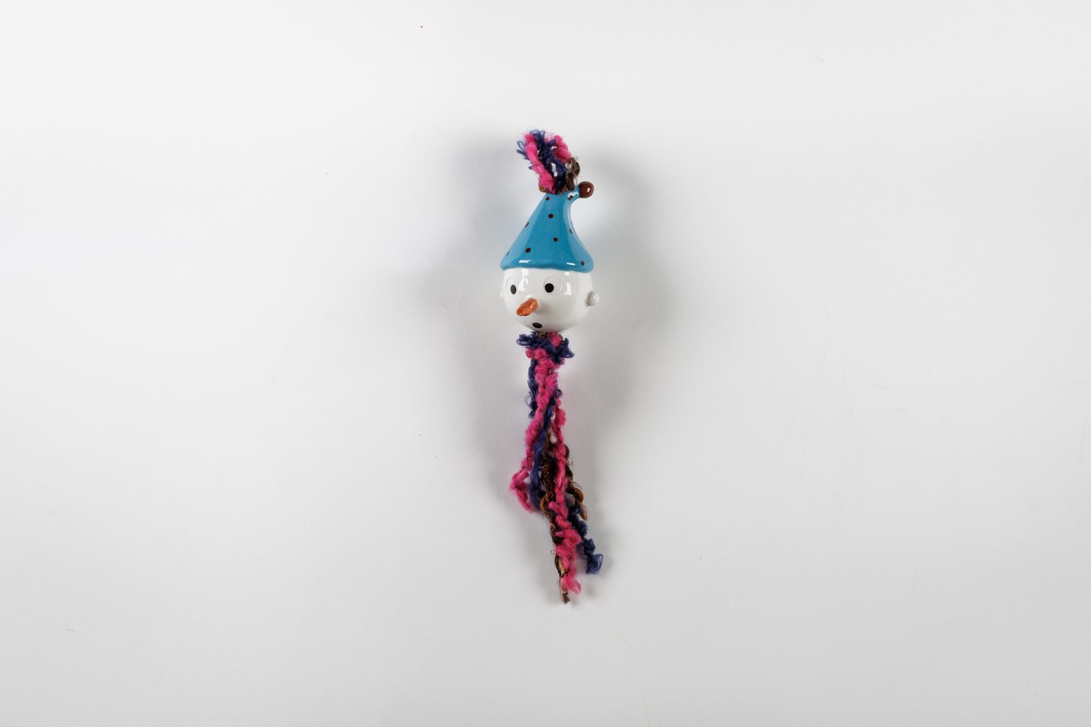 Handmade ceramic ornament blue snowman