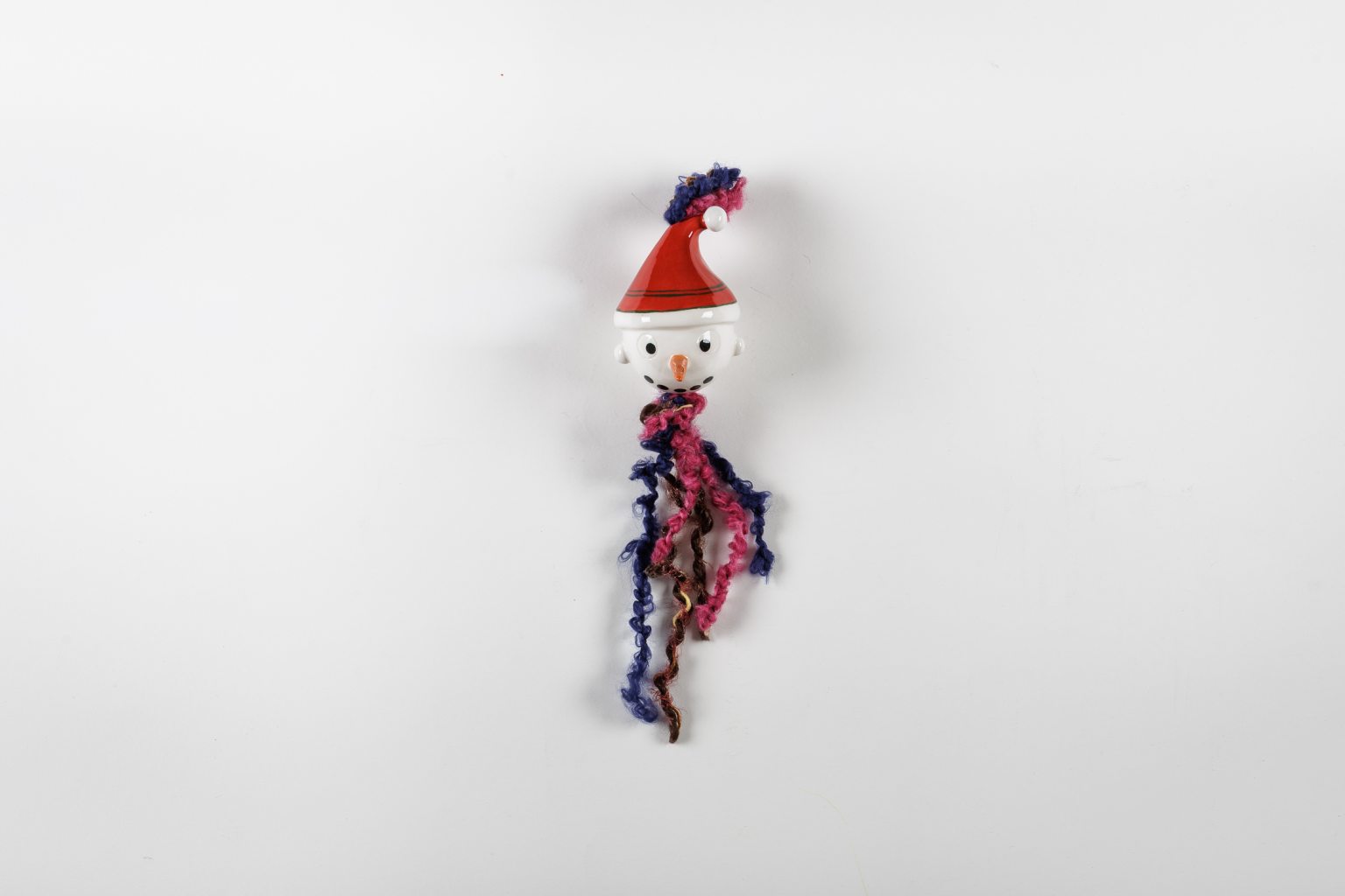 Handmade ceramic snowman ornament 