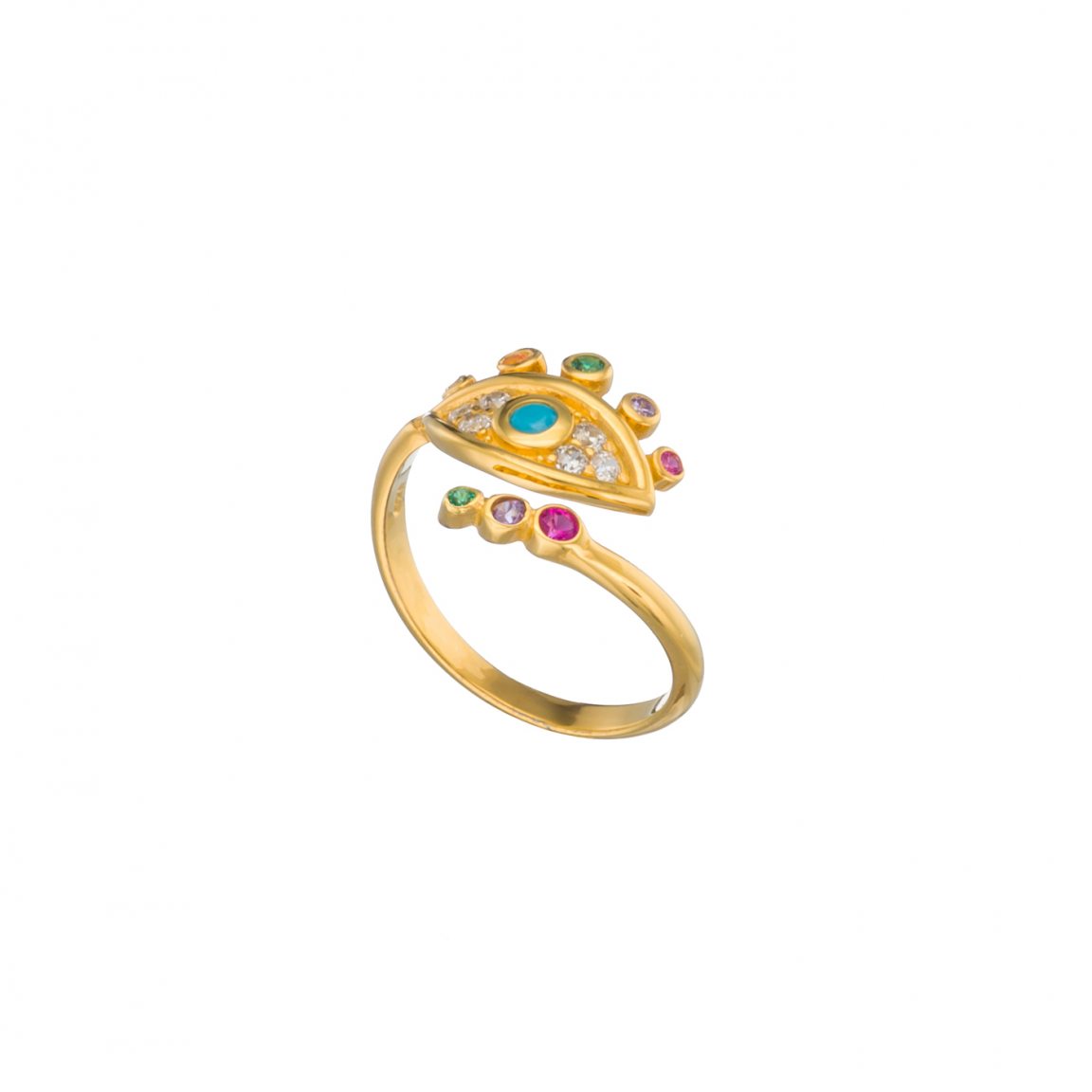 Gold plated ring with eye