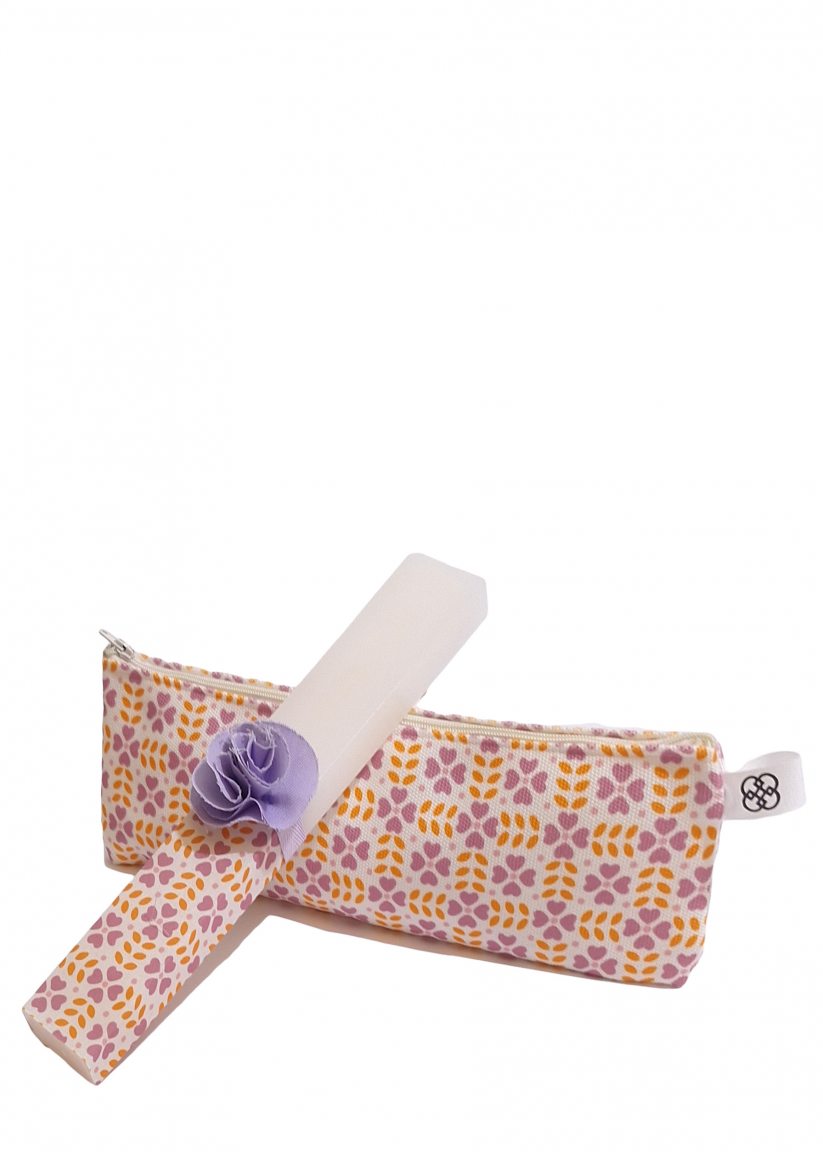 Handmade Easter candle with flowers pencil case "Lavender"