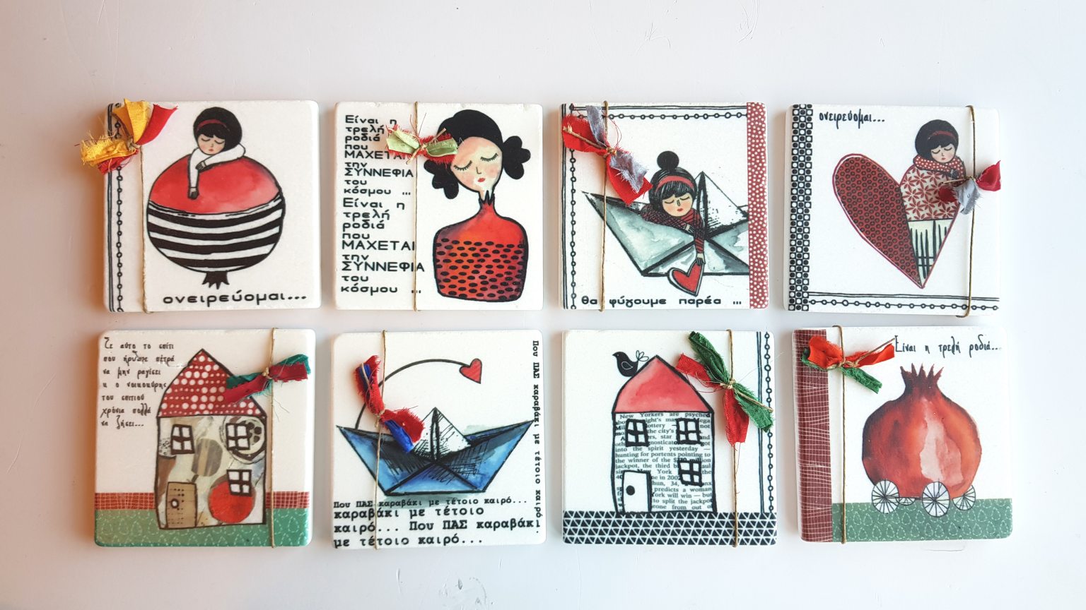 Μαρμάρινο γούρι/σουβέρ "Θα φύγουμε παρέα"