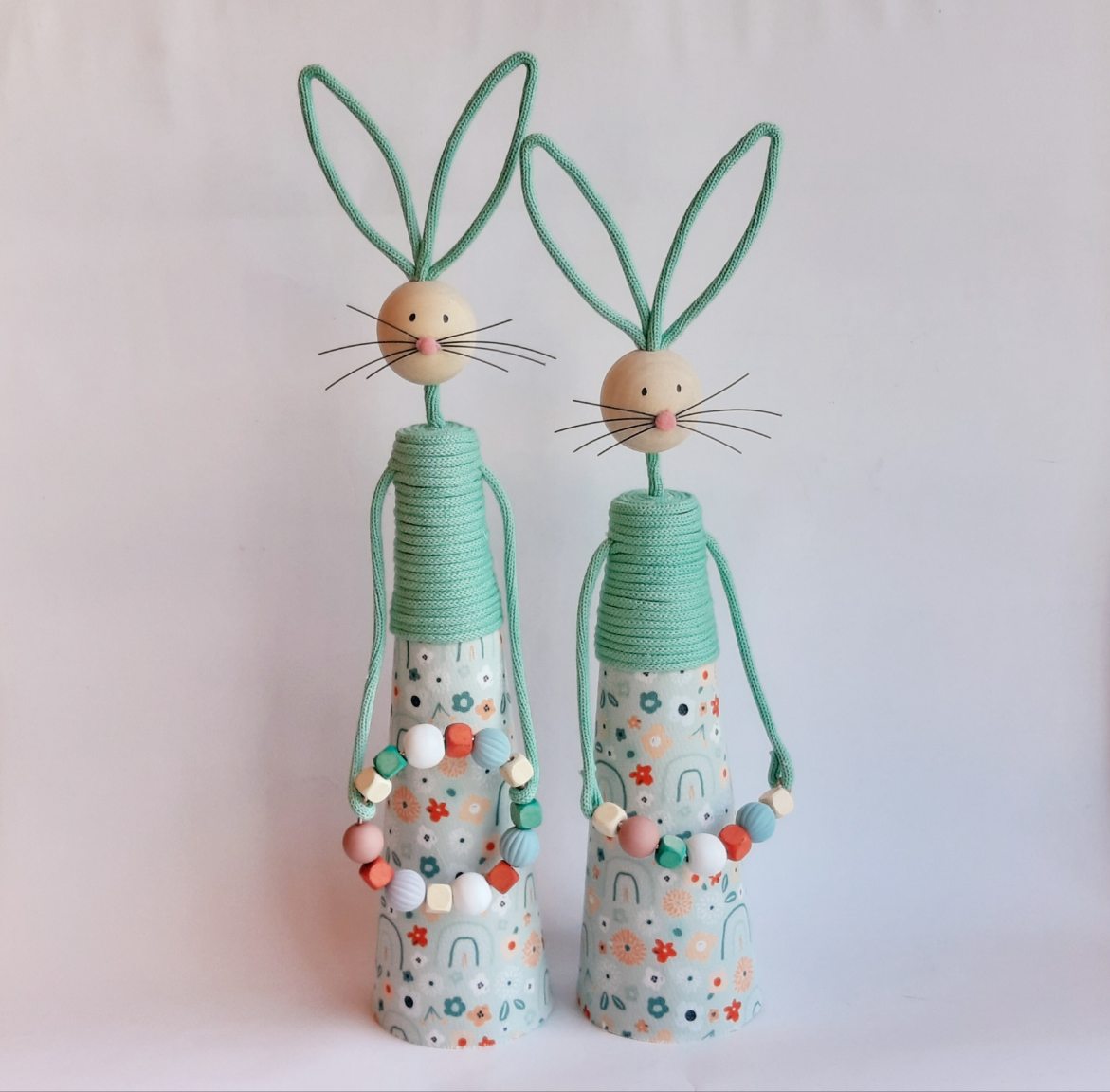 Two turquoise bunnies