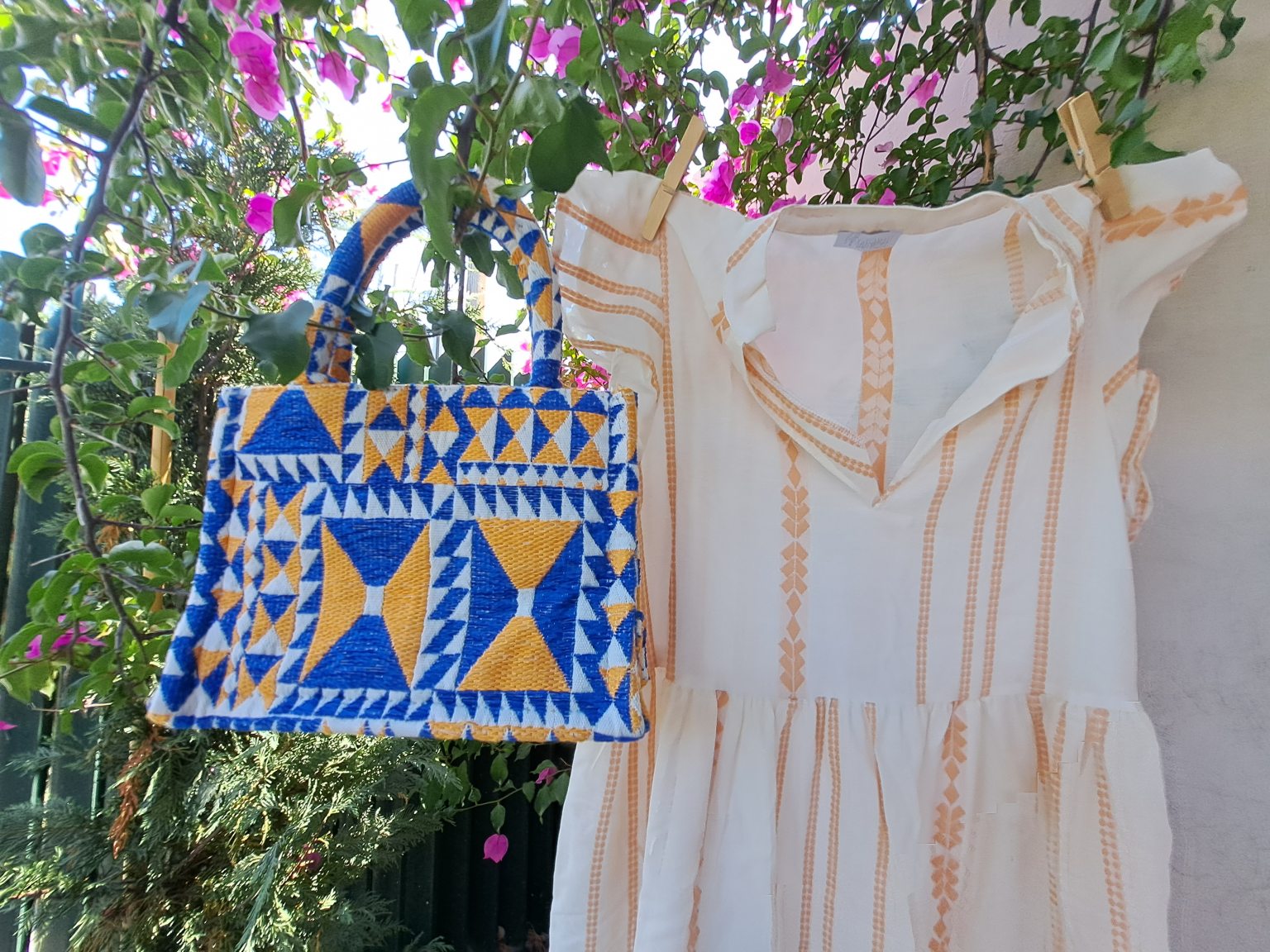 Caftan midi avec motif grec saumon