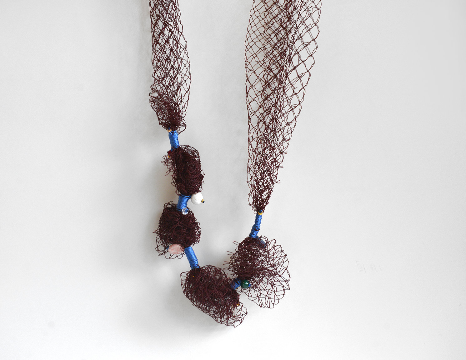 Burgundy necklace (smelt fishing net)