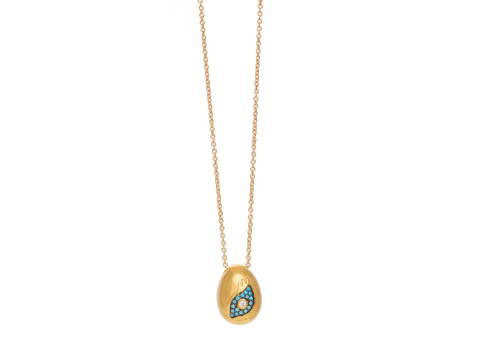 Gold plated pendant with turquoise eye