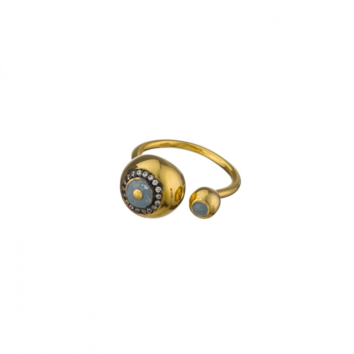 Gold-plated ring with gray eye