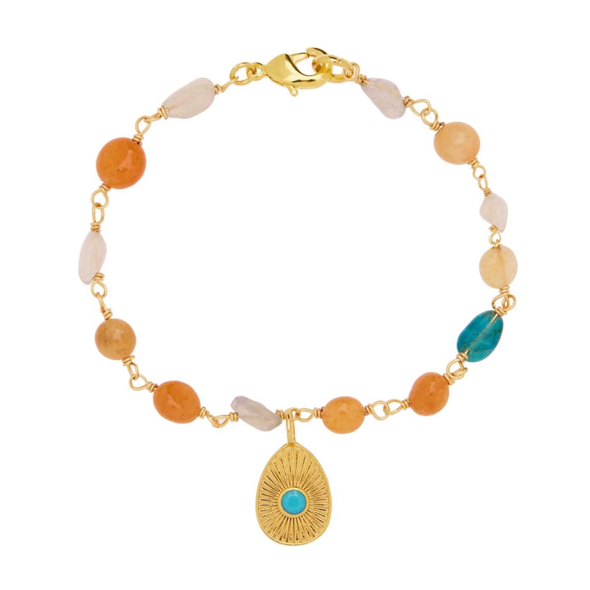 Βραχιόλι με πολύχρωμες χάντρες & επιχρυσωμένο αυγό