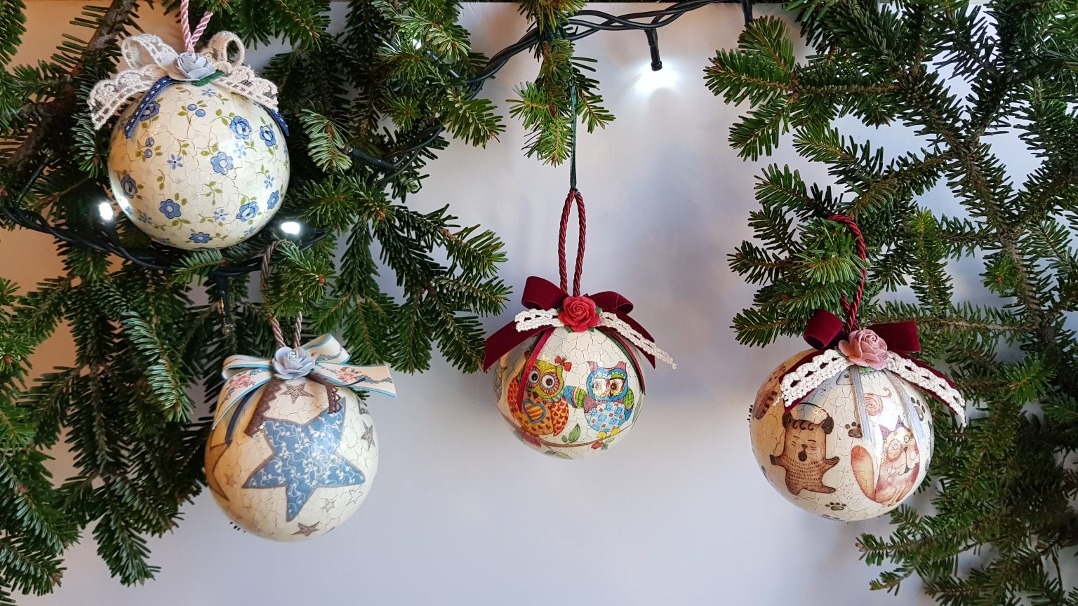 Handmade vintage bauble with flowers