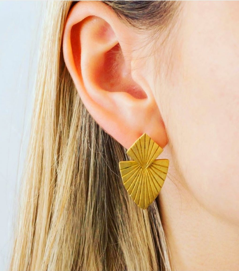 Large gold-plated earrings