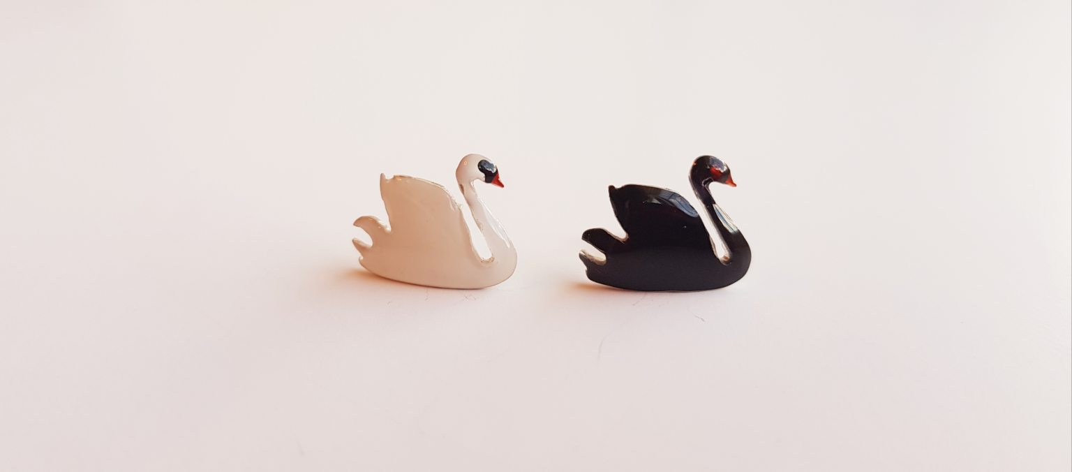 Earrings "Black & white swan"