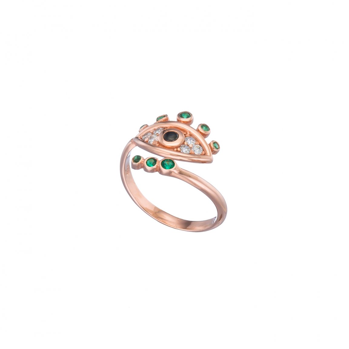 Rose gold plated ring with eye