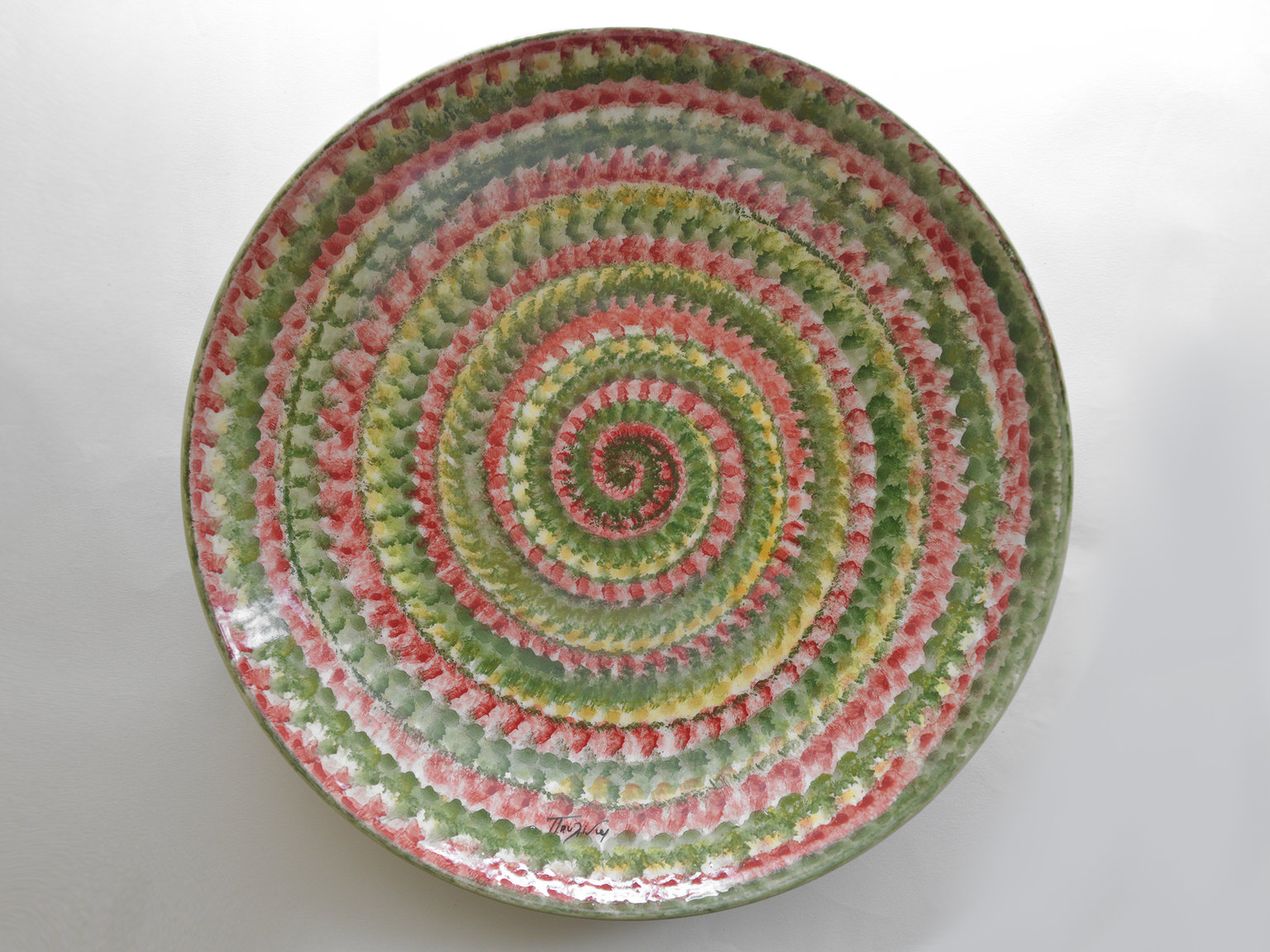 Large red & green platter