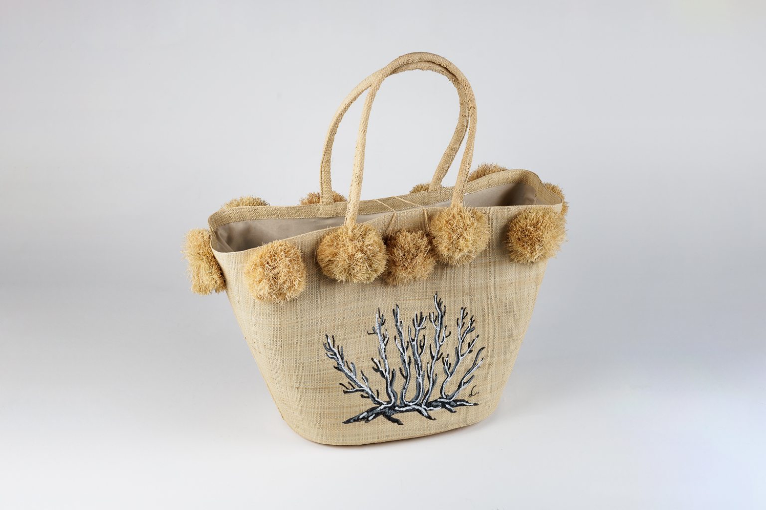 Large straw bag “Coral”