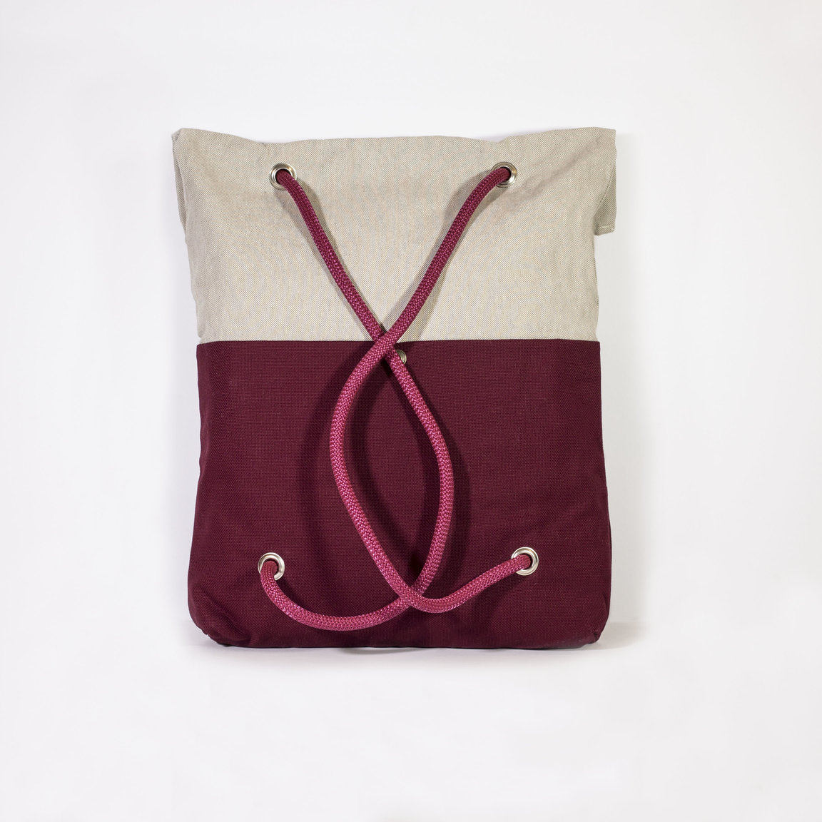 Burgundy & ecru backpack