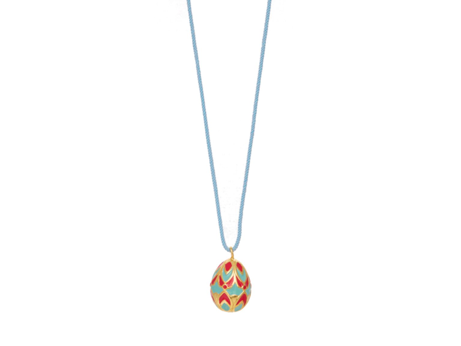 Pendant embossed turquoise - red egg
