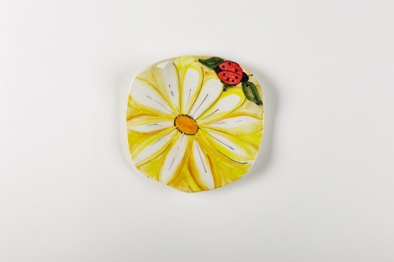 Handmade ceramic daisy plate